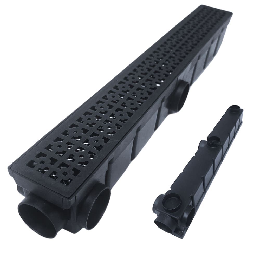 Ralo Linear Multi Saídas 6x50 Plástico Preto Dubai e Tela