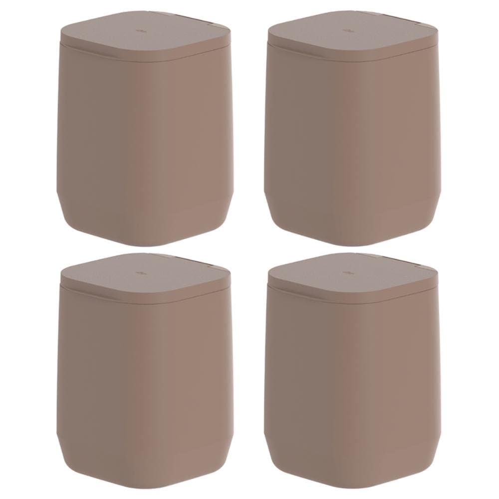 Kit 4x Lixeira Banheiro Cozinha Colante OU Marrom - 6L