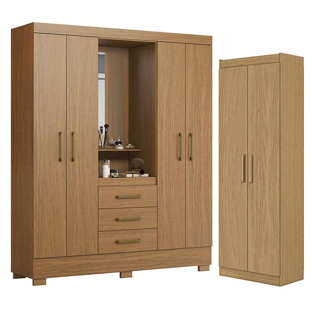 Guarda Roupa Solteiro Paris 2045150 e Armário Multiuso 2000191 Atacama - Aramóveis