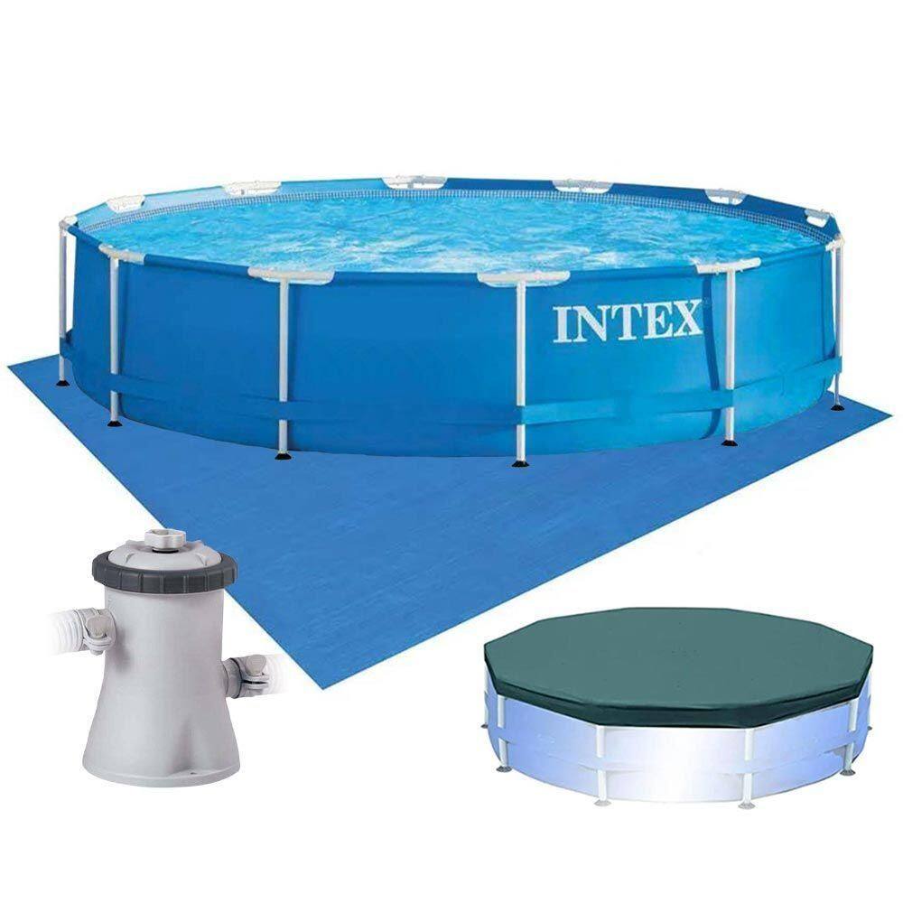 Piscina Estrutural Armação 4.485 Litros Azul Capa Bomba Filtrante 110v Forro Intex