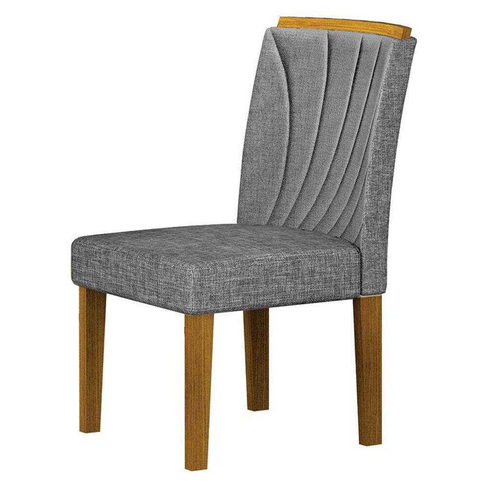 Cadeira para Mesa de Jantar Lorena Plus MDF Freijó Linho Cinza - Leifer Móveis