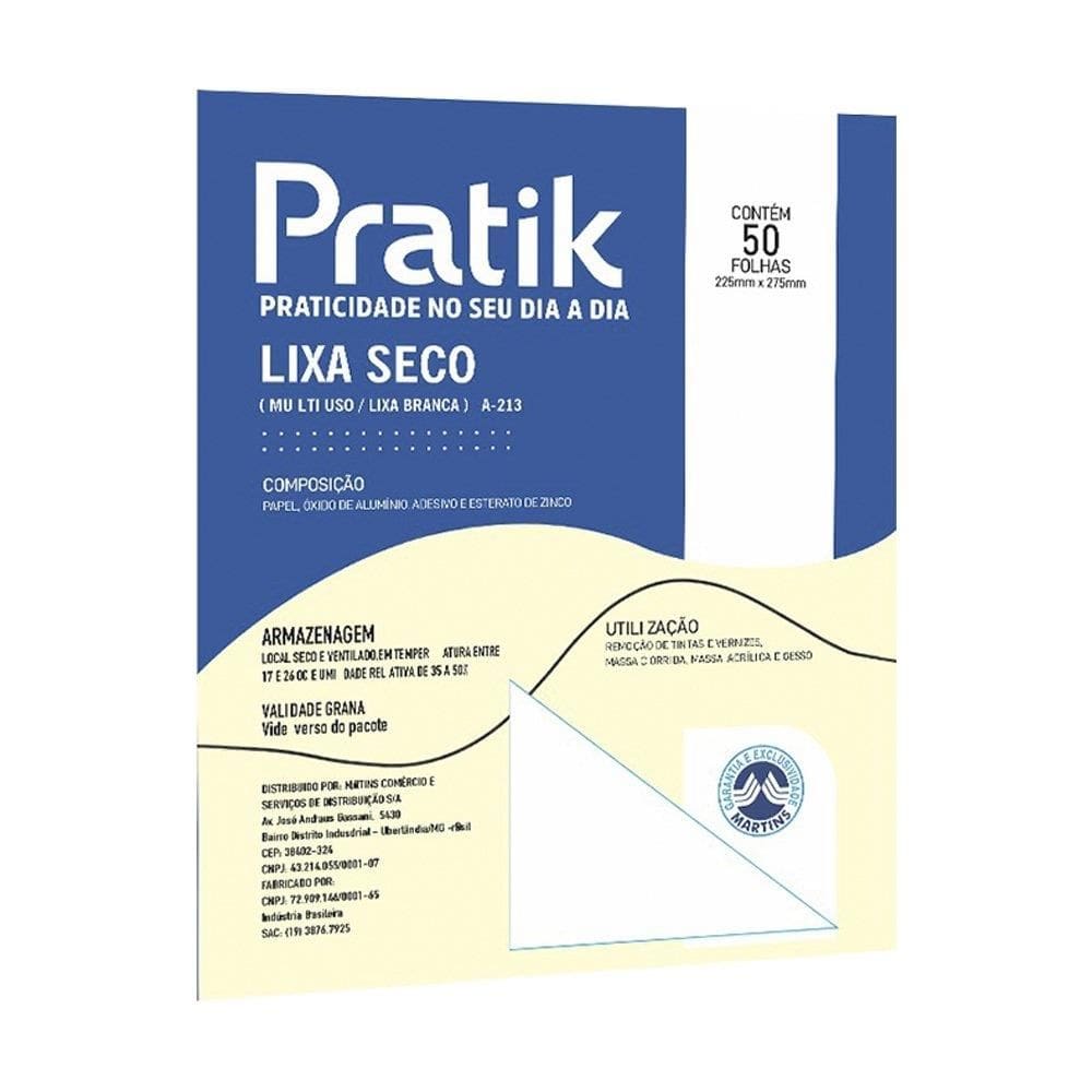 Lixa Seco Multiuso Pratik A-213 Grao 360 - Embalagem com 50 Unidades