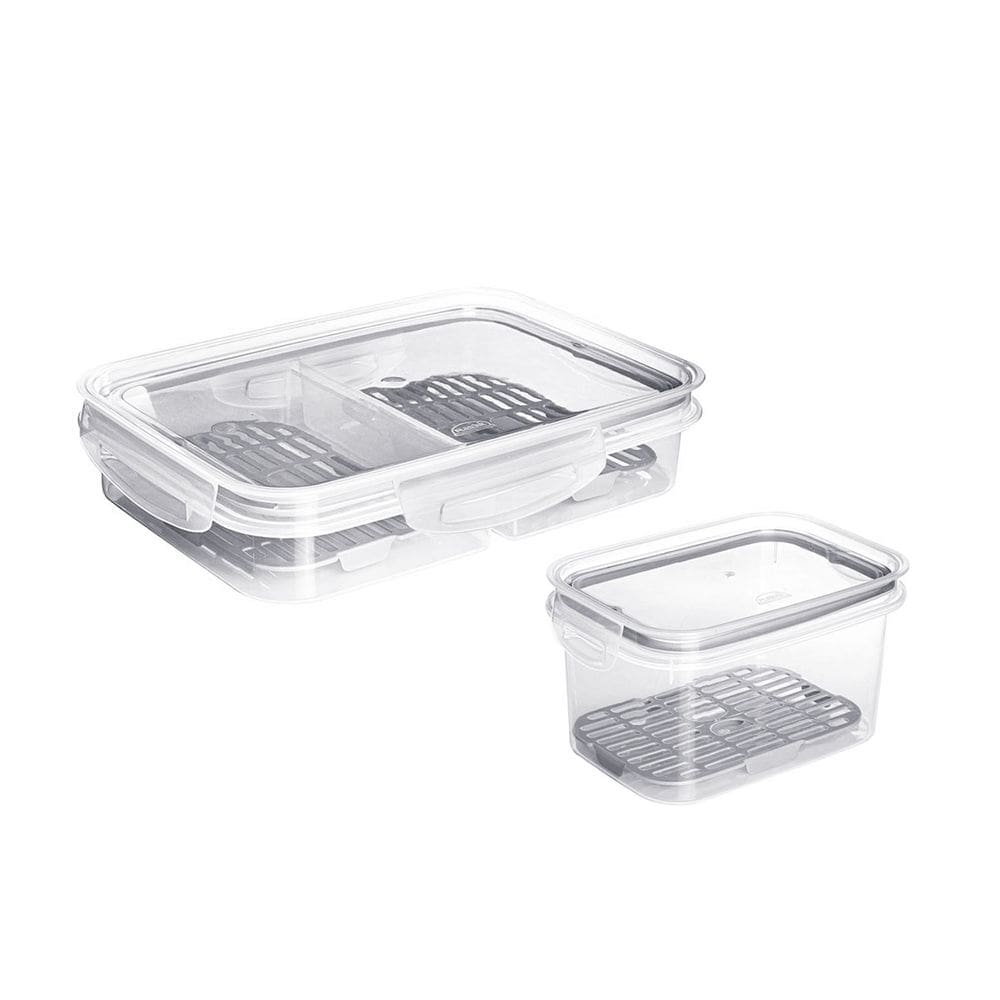 Pote Hermetico Porta Frios Frutas Trava Plastico BPA Free 2un
