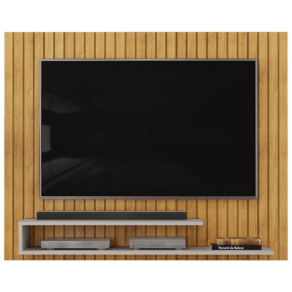 Painel Para Tv 55 Pol Ripado 134 cm Ripe Cedro Bali Dj Moveis