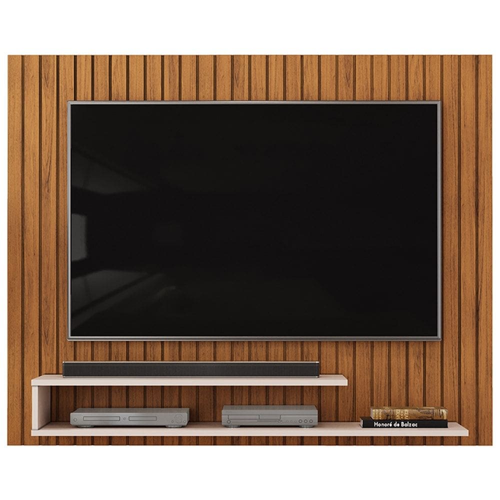 Painel Para Tv 55 Pol Ripado 134 cm Ripe Freijo Off White Dj Moveis