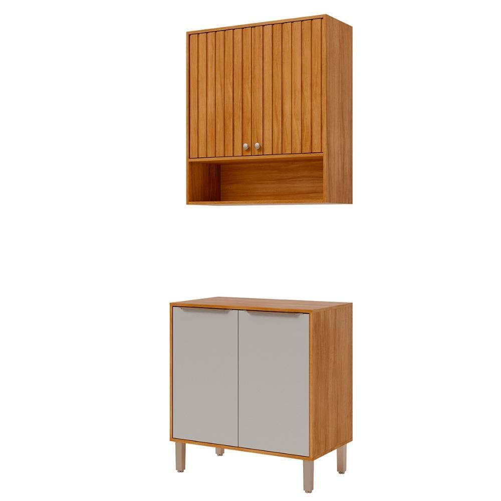 Armário Aéreo com Balcão Divina 80 cm Para Cozinha 4 Portas