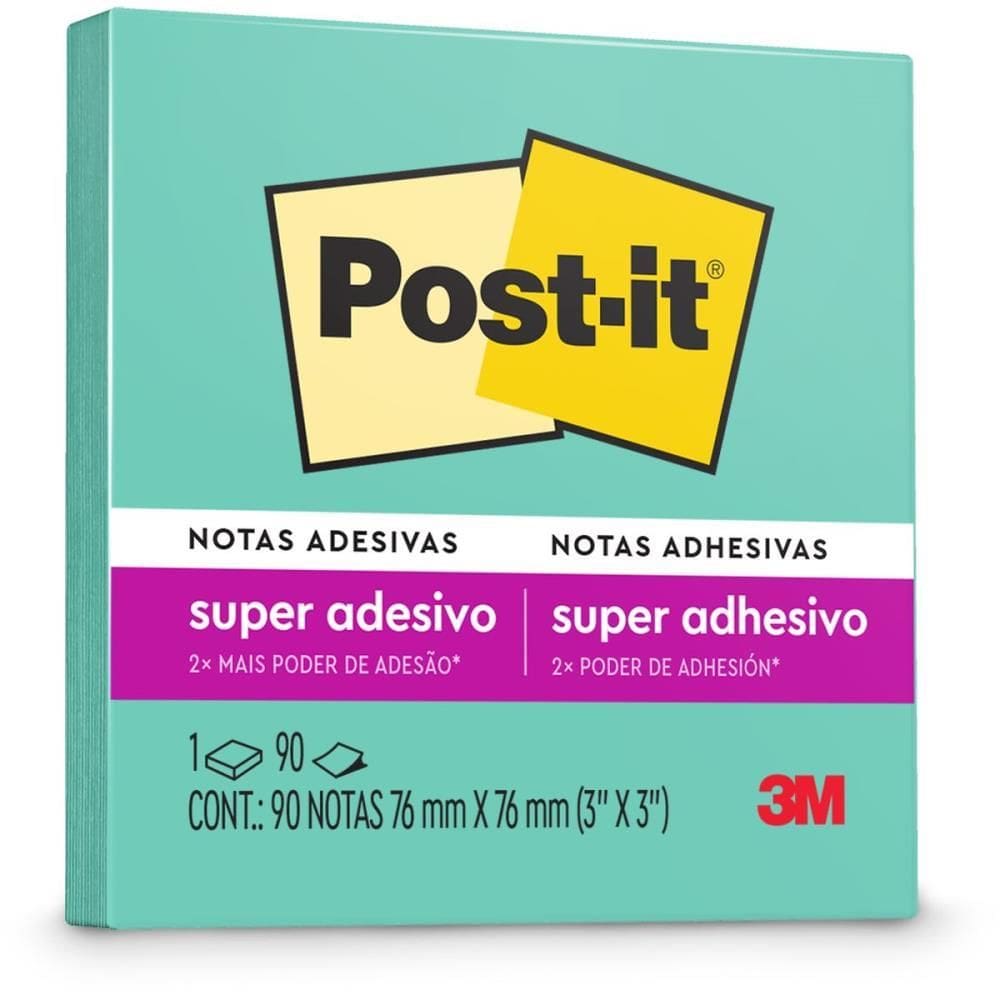 Bloco De Recado Post-it 76x76mm Azul Aqua 90fls. - 3m