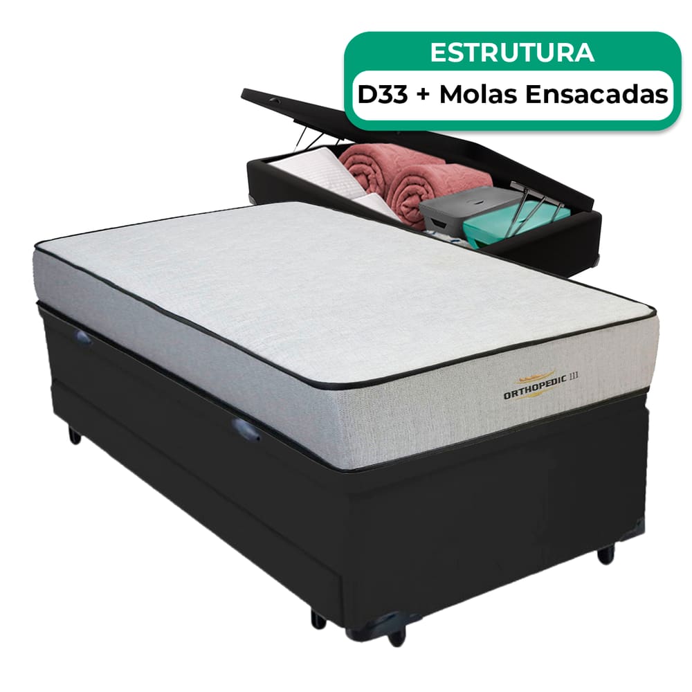 Bicama Baú Solteirão Colchão Orthopedic D33 Vstore
