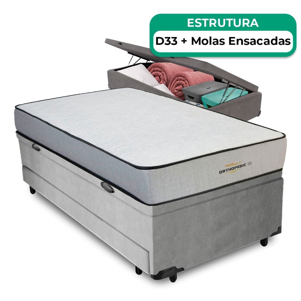Bicama Baú Solteirão Colchão Orthopedic D33 Vstore
