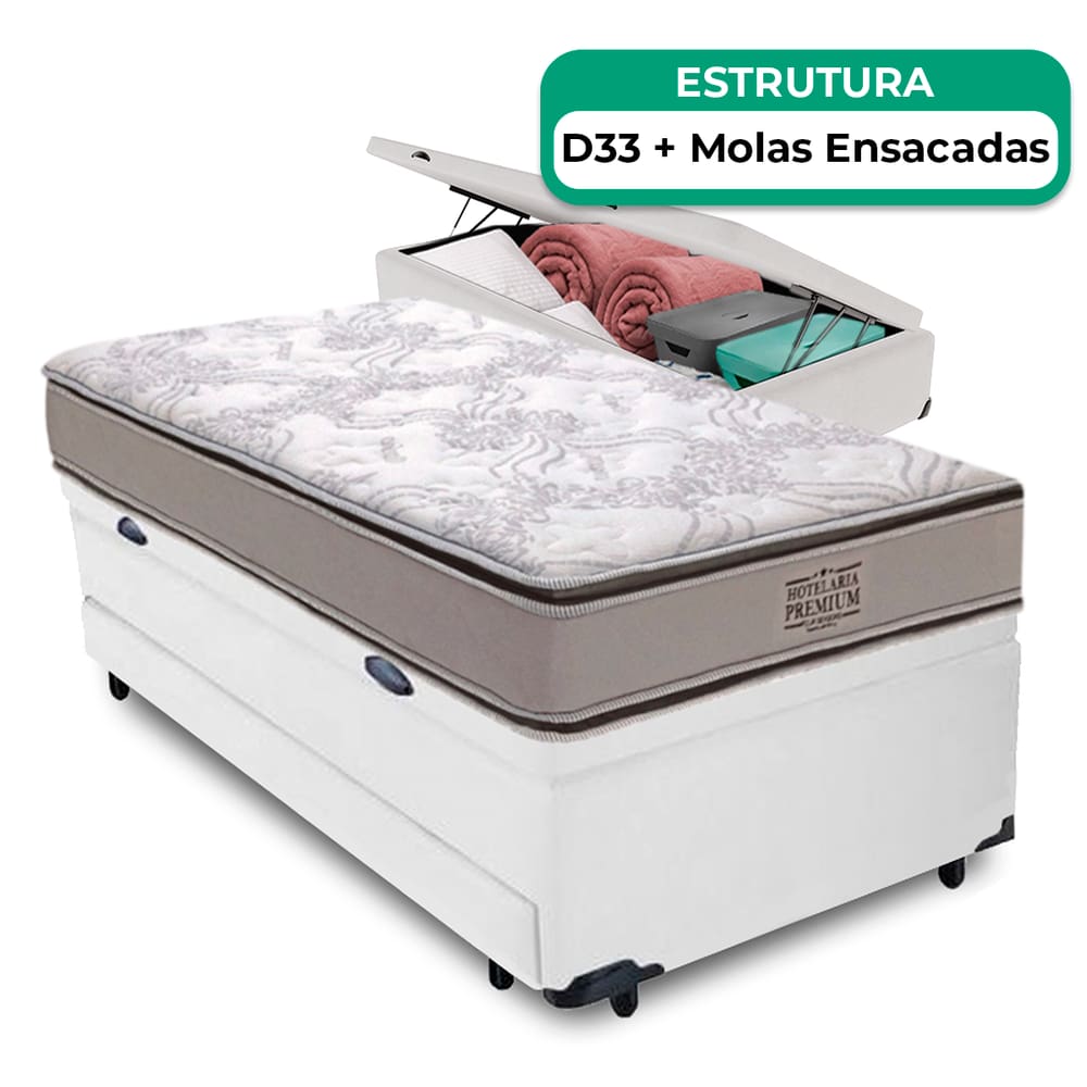 Bicama Baú Solteirão E Colchão Four Season Molas Vstore