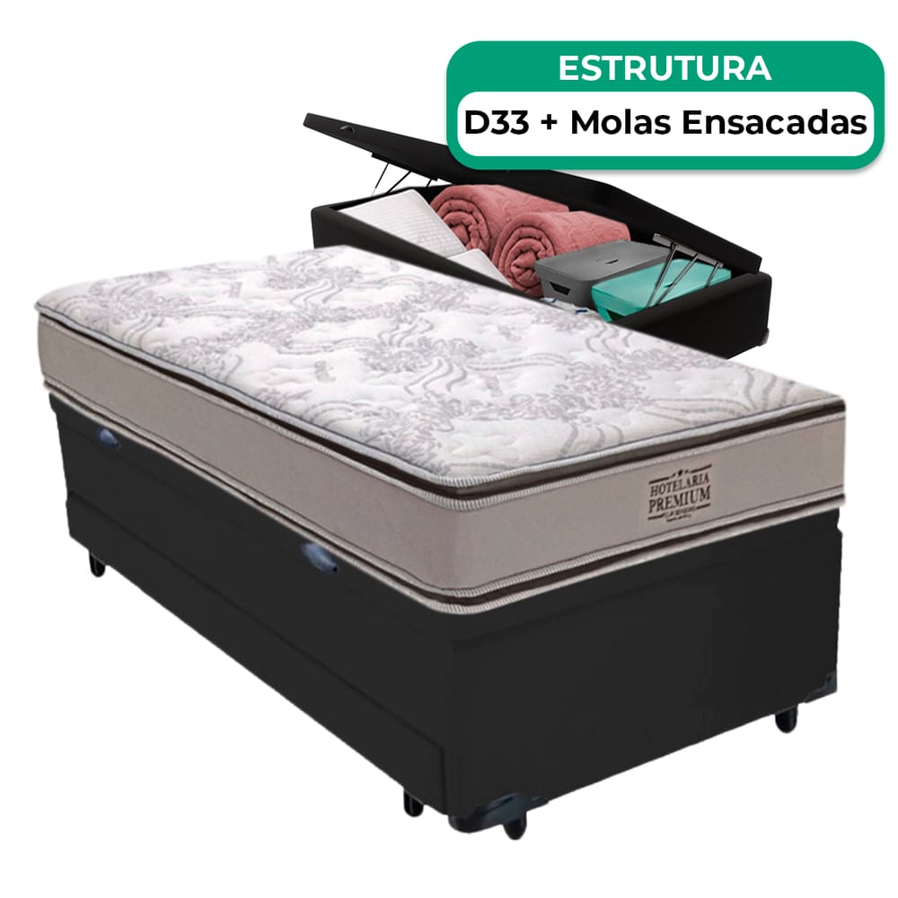 Bicama Baú Solteirão E Colchão Four Season Molas Vstore