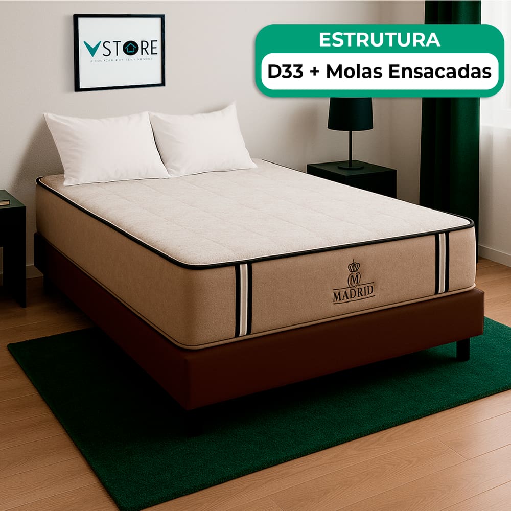 Cama Box Viúvo Marrom Colchão Madrid Molas Vstore 128x188x28
