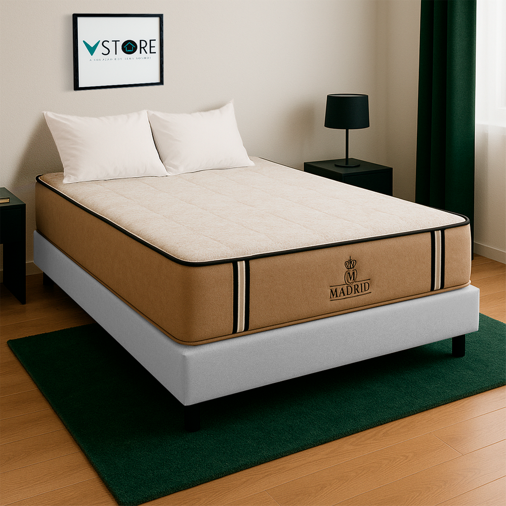 Cama Box Baú Viúvo Branco E Colchão Madrid Molas Vstore