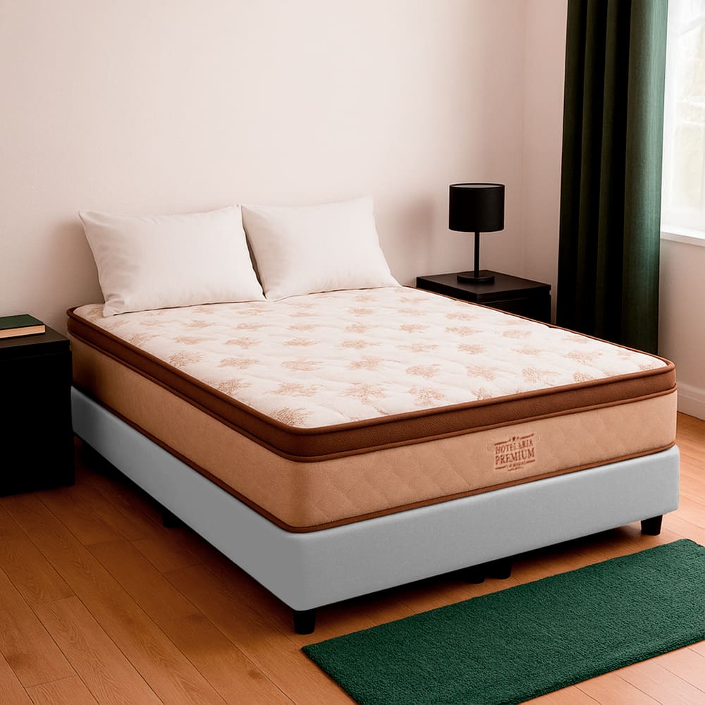 Cama Box Baú Casal Branco e Colchão Four Season Molas Vstore
