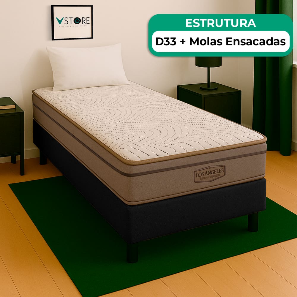 Cama Baú Solteirão Preto E Colchão Los Angeles Molas Vstore