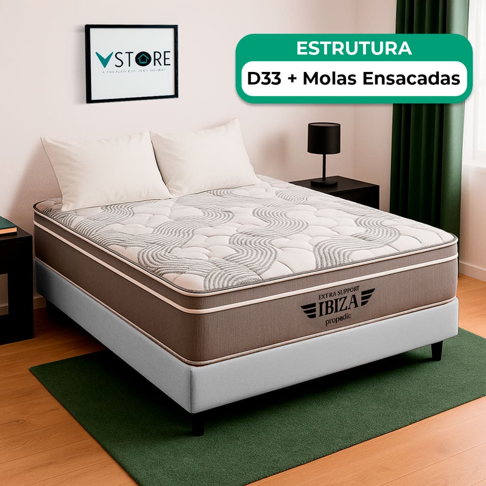 Cama Box Baú Viúvo Branco e Colchão Ibiza Molas Vstore