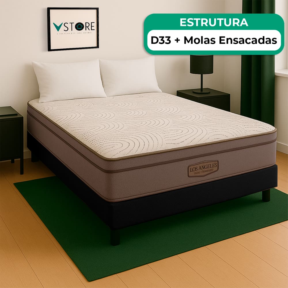 Cama Box Baú Viúvo Preto E Colchão Los Angeles Molas Vstore