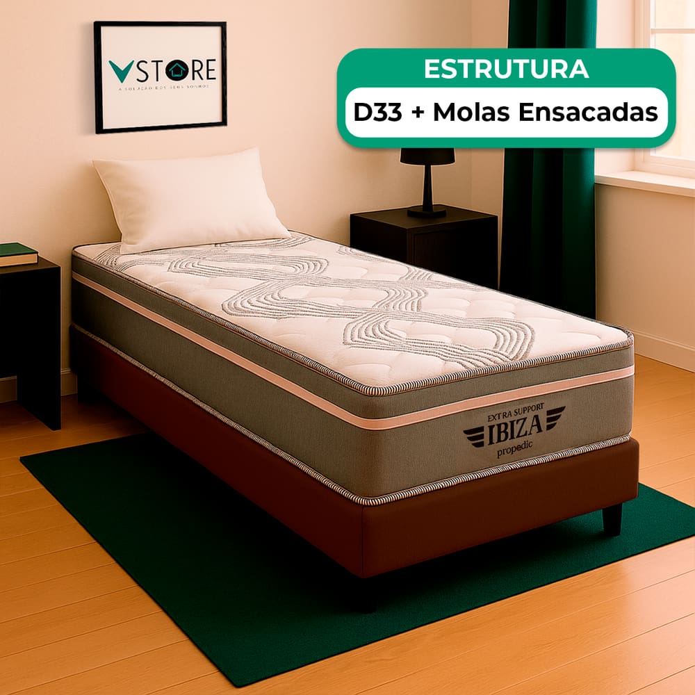 Cama Box Baú Solteirão Marrom e Colchão Ibiza Molas Vstore