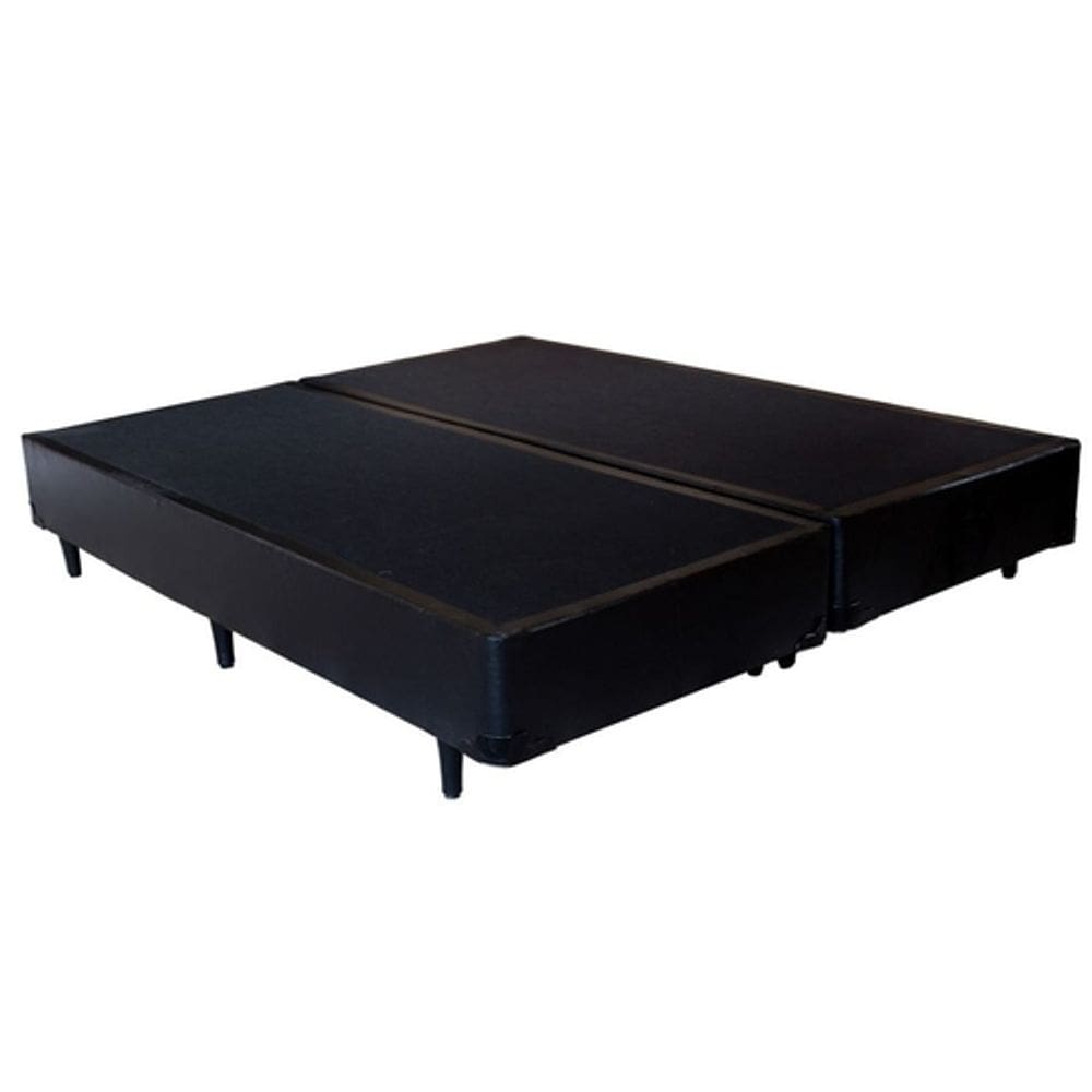 Cama Box Queen 158 Bipartido Bello Box - Tecido Sintético Preto