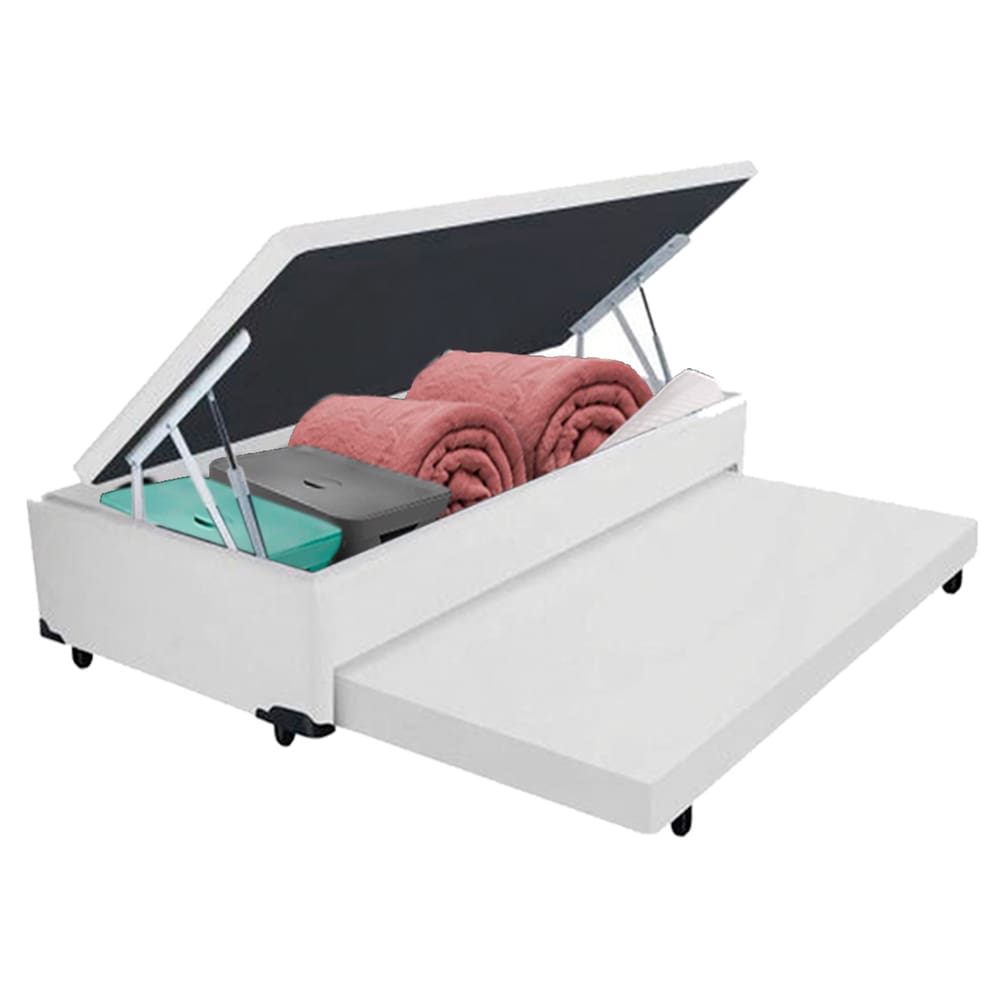 Bicama Box com Baú Solteirão Branco 96x203x44 V-Store