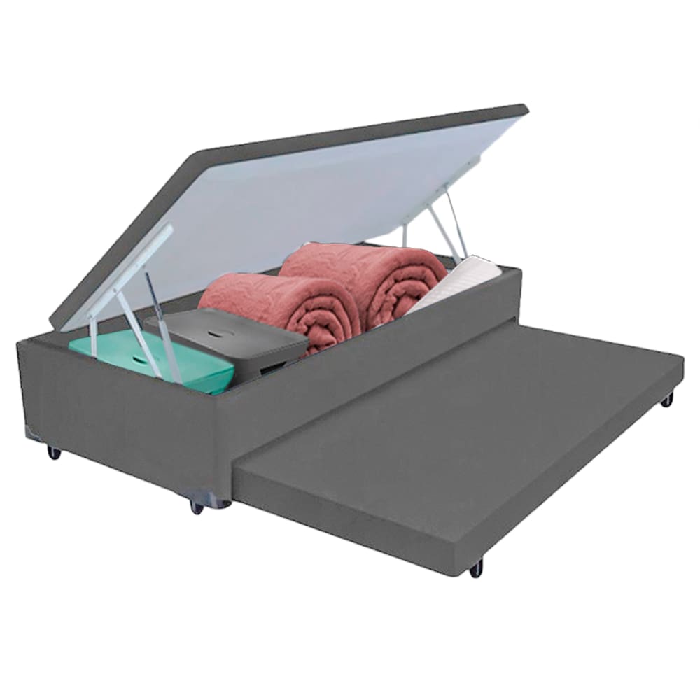 Bicama Box com Baú Solteirão Cinza 96x203x44 V-Store