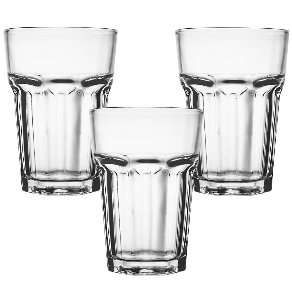 Jogo de Copos de Vidro Beam Transparente 350ml 3 peças - Hauskraft