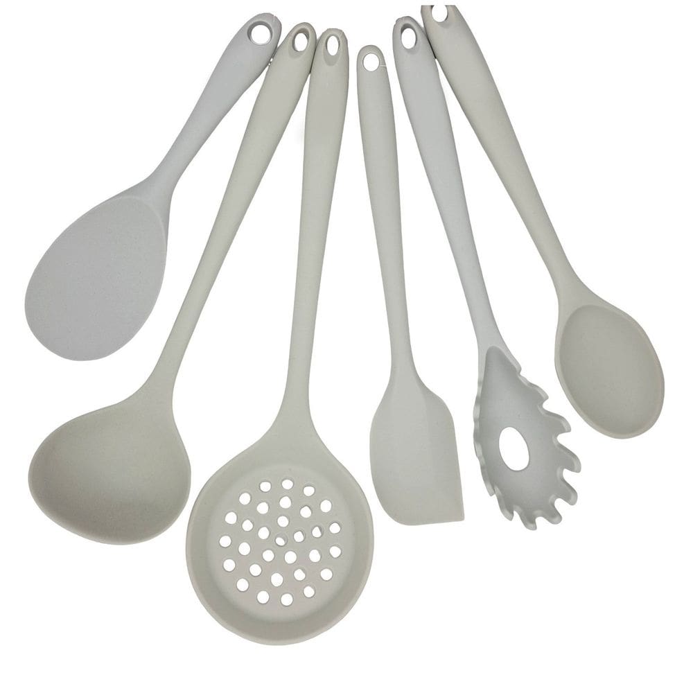 Kit Utensílios de Cozinha em Silicone Maciço Cinza 6 Peças