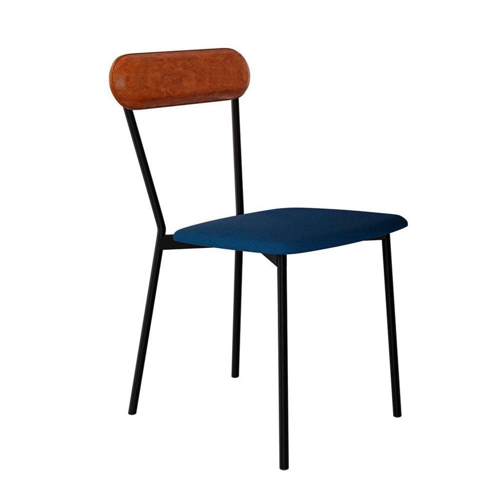 Cadeira Emília Poliéster Azul e Caramelo