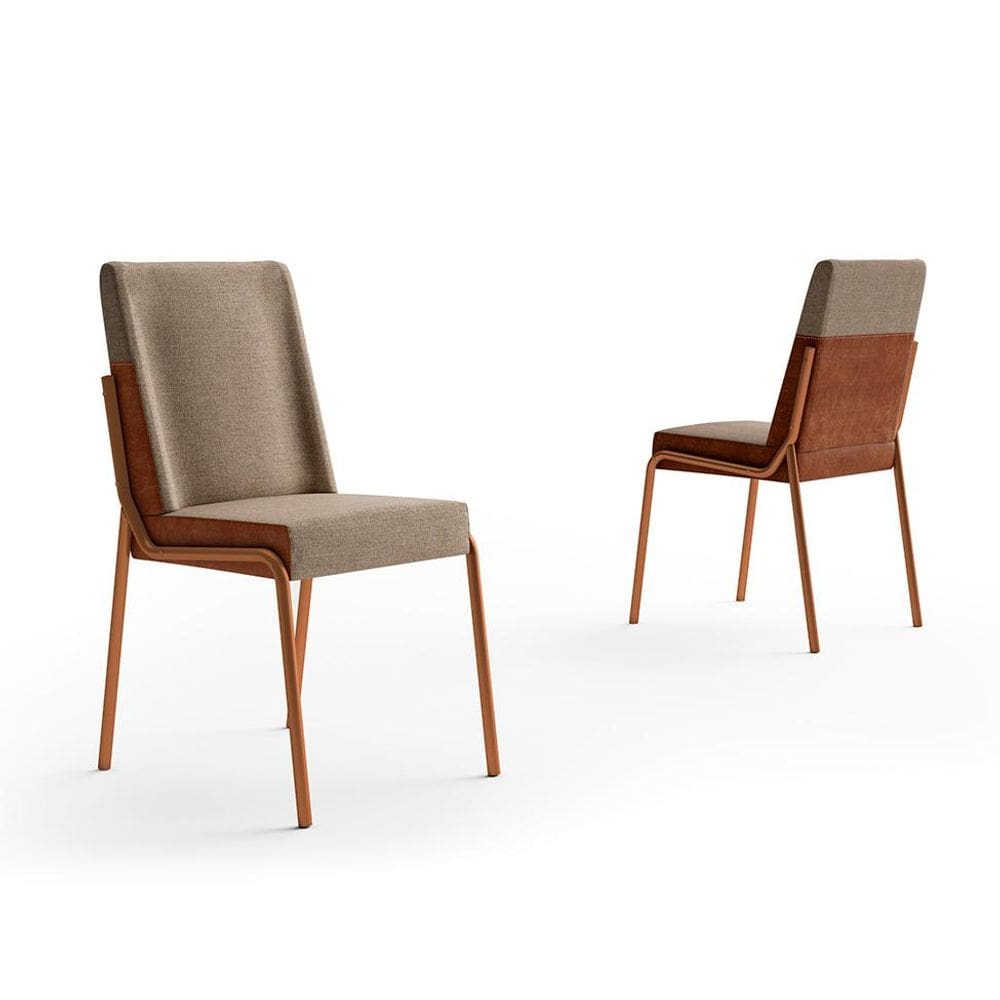 Conjunto com 2 Cadeiras Felipa Linho Areia e Caramelo