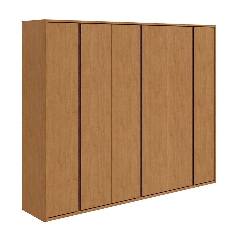 Guarda-Roupa Casal Leeder sem Pés 6 Portas 6 Gavetas Amêndoa