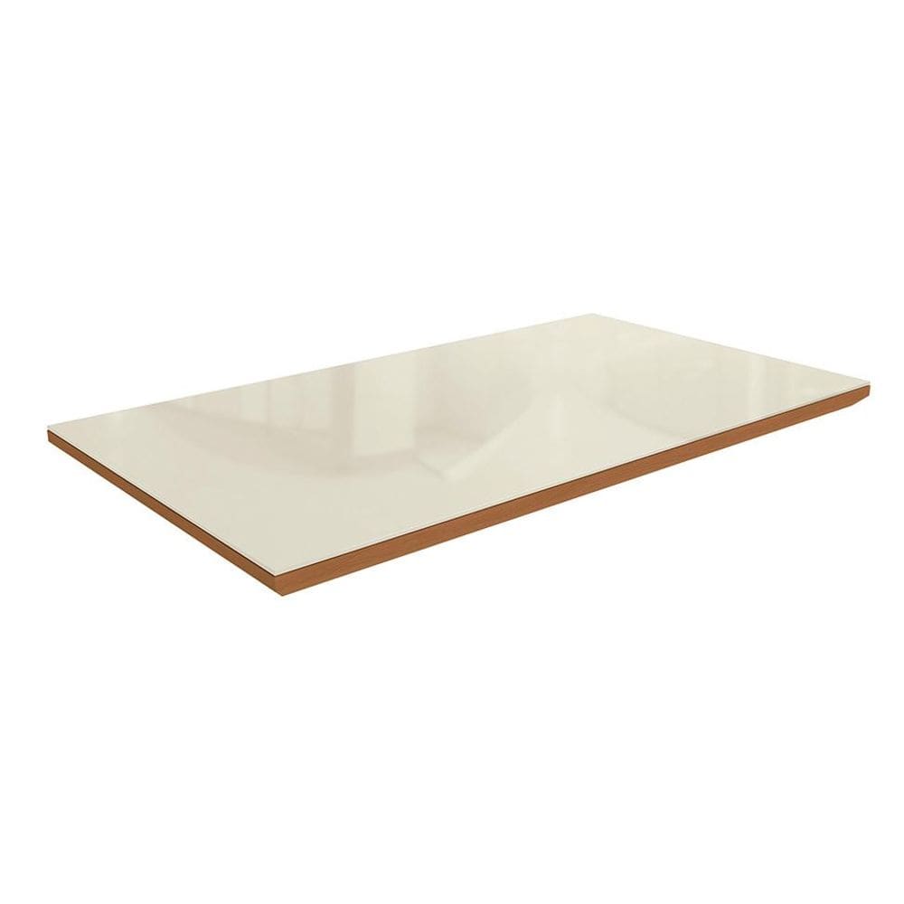 Tampo para Mesa de Jantar Kepp Vidro Off White e Canela 160 cm