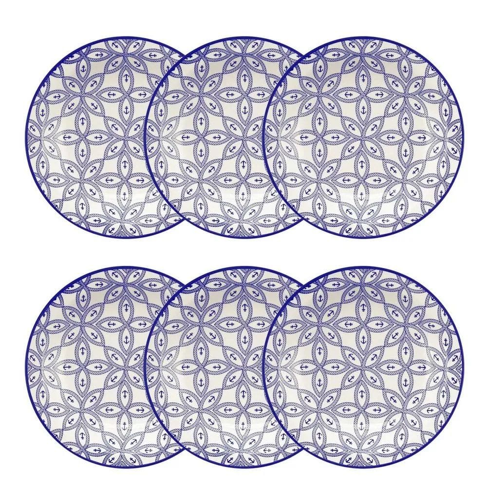Jogo de 6 Pratos Fundos 23 Cm Floreal Náutico Oxford