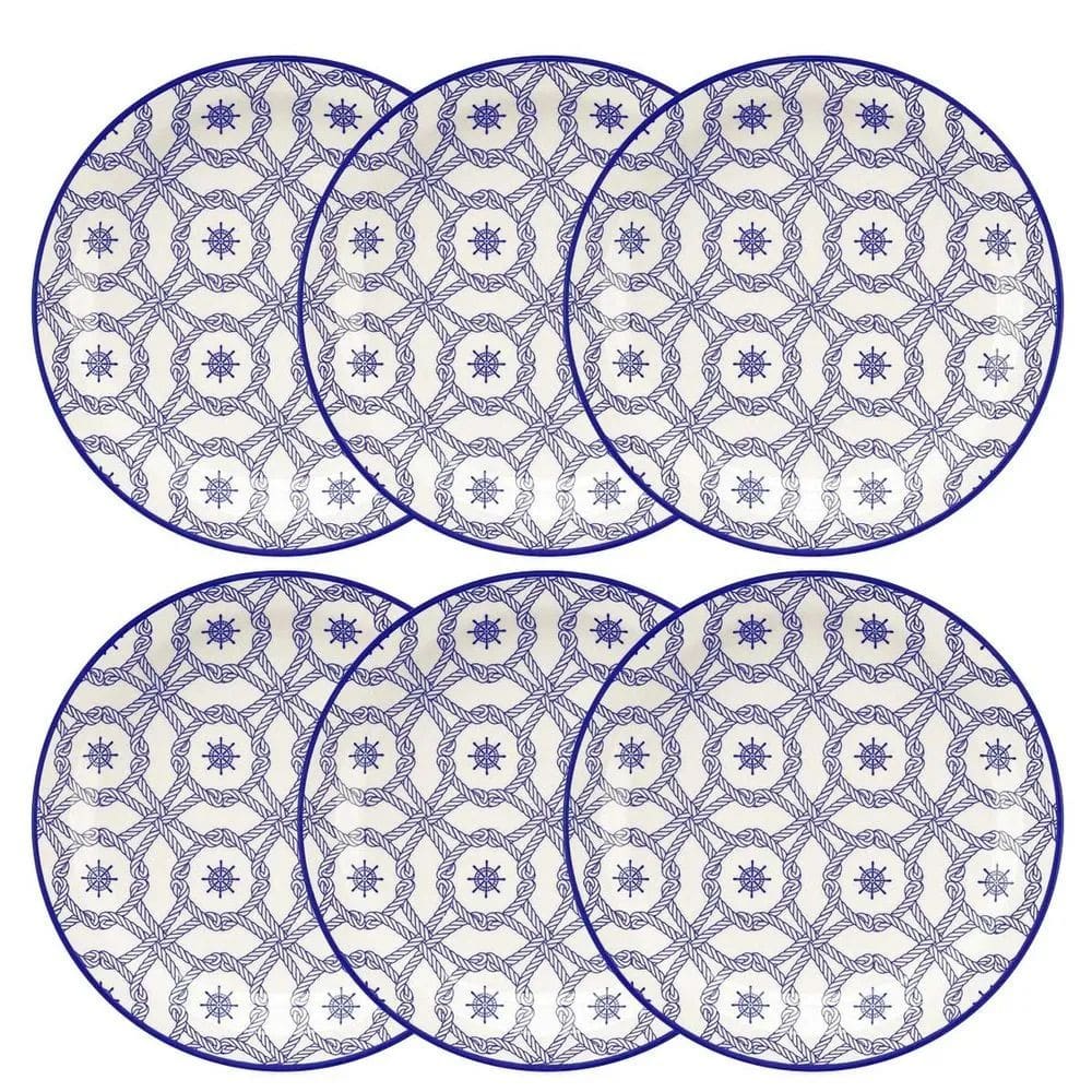 Jogo de 6 Pratos Rasos 26 Cm Floreal Náutico Oxford