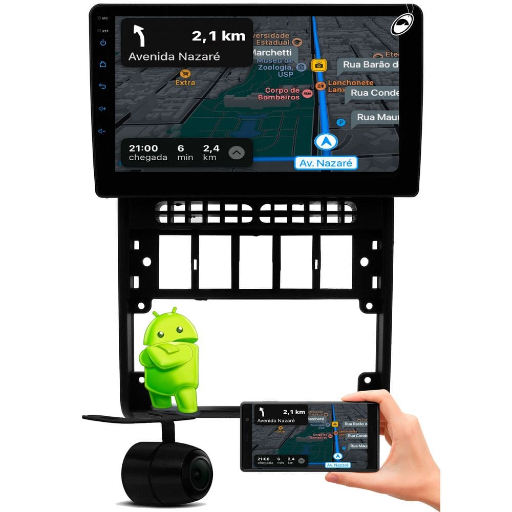 Multimidia 2 Din 9\" Polegadas Android Tela Flutuante Gol Parati Saveiro G2 Android Auto Car Play + Câmera Ré