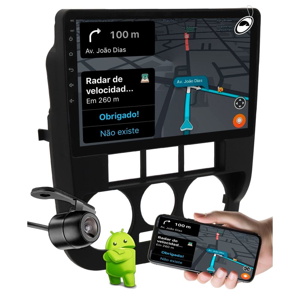 Multimidia 2 Din 9\" Polegadas Android Gol Saveiro Parati G4 + Moldura + Câmera Ré