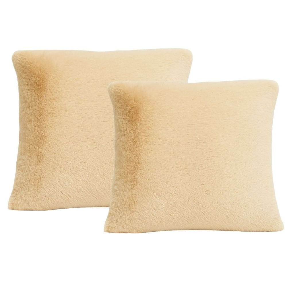 Jogo 2 Almofadas Decorativa Roma Bege Felpudo Com Enchimento 42x42cm - Jolitex