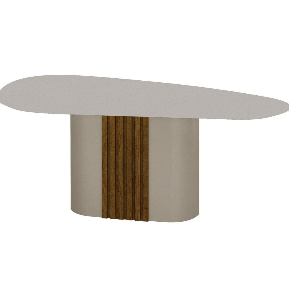 Mesa para Sala de Jantar com Tampo de Vidro Dacota Off White/ Freijó