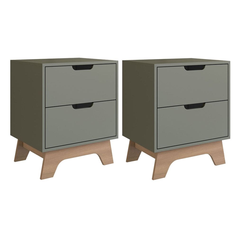 Conjunto de 2 Mesas de Cabeceira 100% Mdf Alice Verti/Freijó