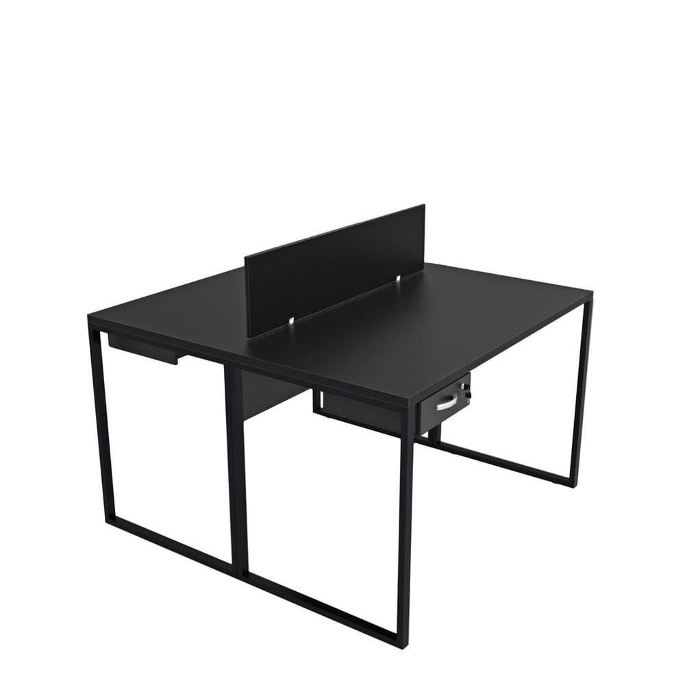 Escrivaninha para Escritório 2 Lugares com Gavetas Industrial Preto