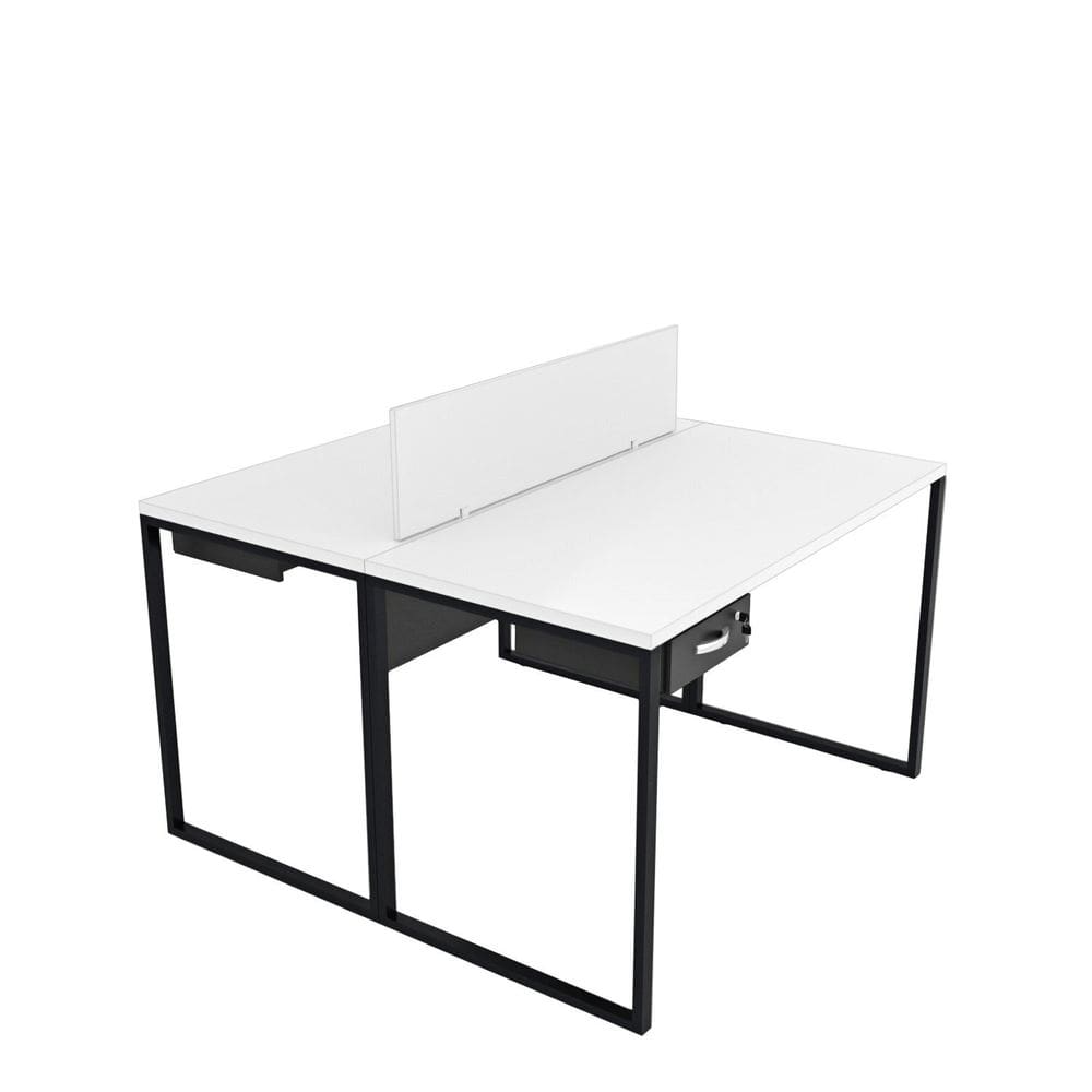 Escrivaninha para Escritório 2 Lugares com Gavetas Industrial Branco