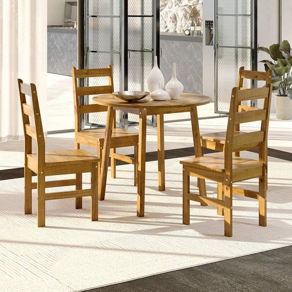 Conjunto Sala de Jantar com 4 Cadeiras Cork Espresso Móveis Nogueira