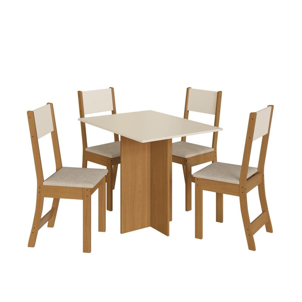 Conjunto para Sala de Jantar com 4 Cadeiras Talita Off White