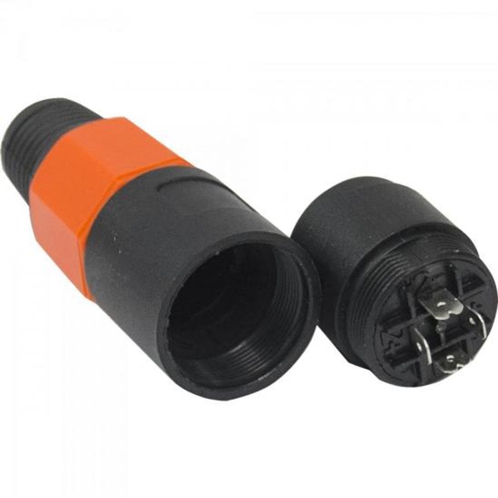 Conector Speakon Fêmea 4 Pólos Preto Laranja 10un
