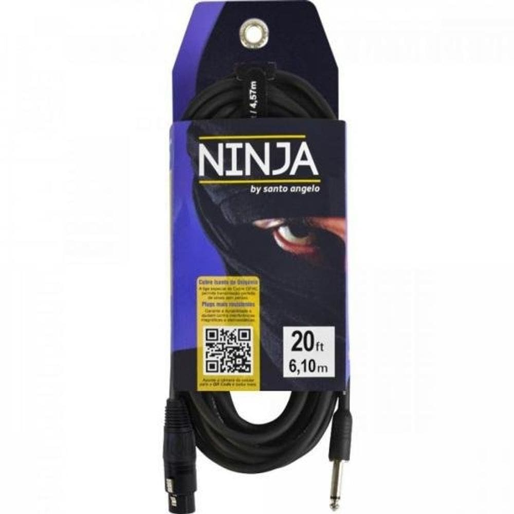 Cabo P10 x XLR Fêmea 6,10m Preto Santo Angelo