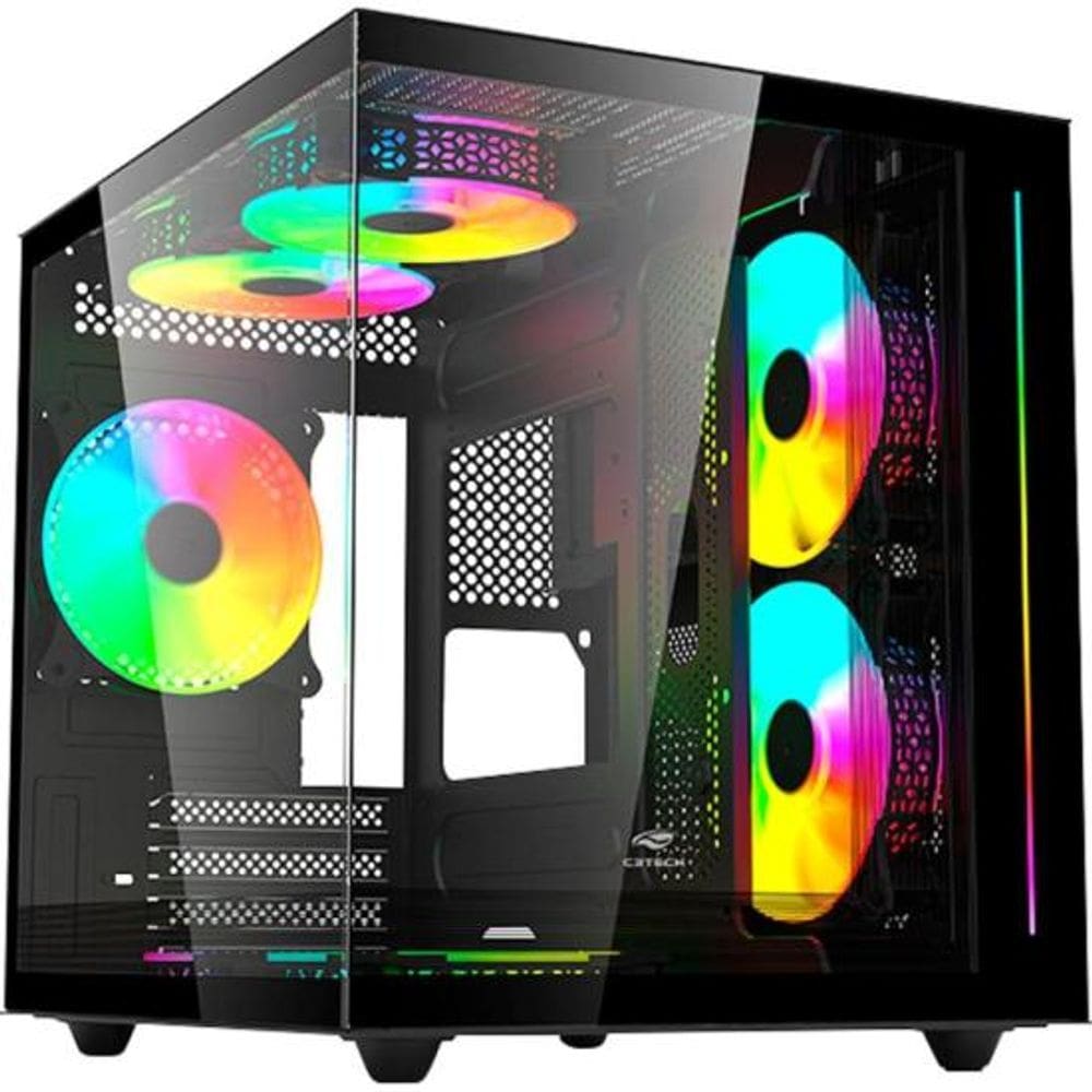 Gabinete Gamer C3Tech MT-G810 Preto Sem Fans