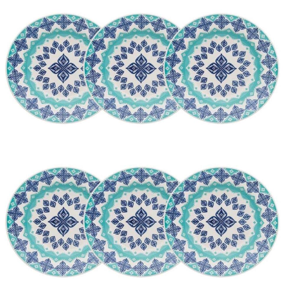 Jogo Pratos de Sopa 6 Pc em Ceramica Alto Brilho Green Garden 22cm
