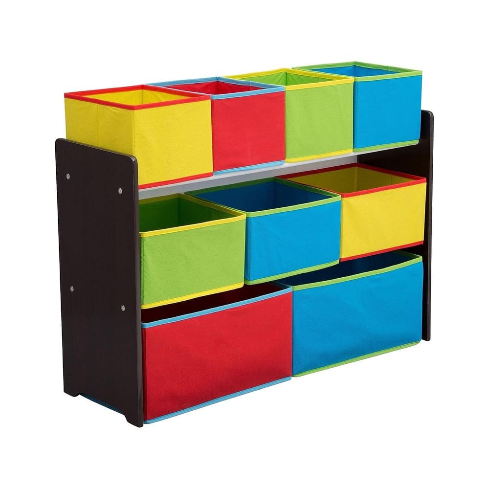 Organizador de brinquedos Delta Children Deluxe com várias caixas de chocolate amargo