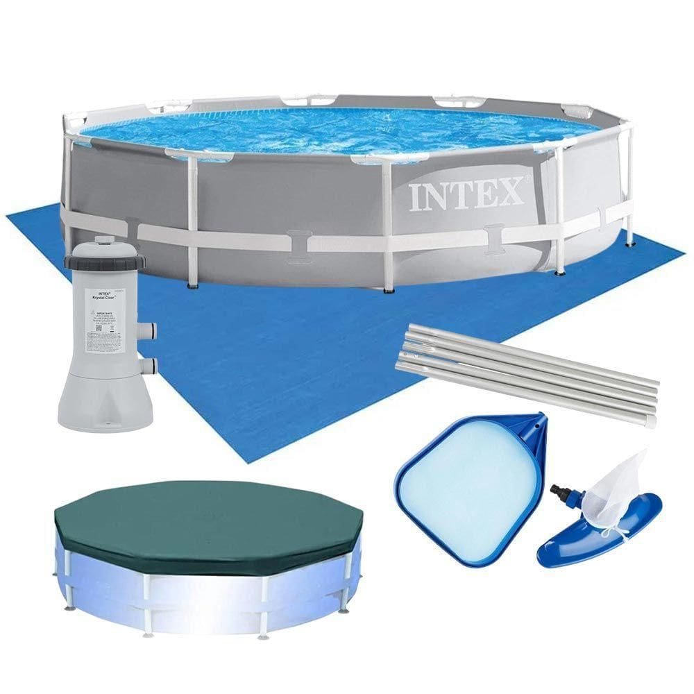 Piscina Estrutural 6.503 Litros Armação Prism + Capa + Filtro 110v + Forro + Kit Limpeza Intex