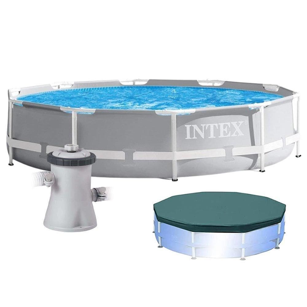 Piscina Estrutural Armação 4.485 Litros Prism Cinza Capa E Bomba Filtrante 110v