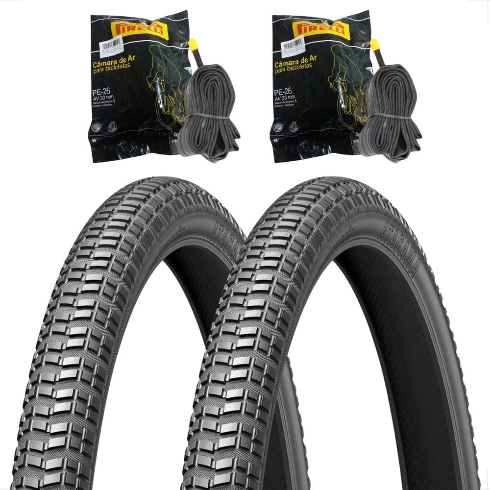 Par Pneu Levorin Atacama Aro 26 x 1.95 + Par Camara de ar Pirelli bico grosso Bicicleta Bike Mtb Dh